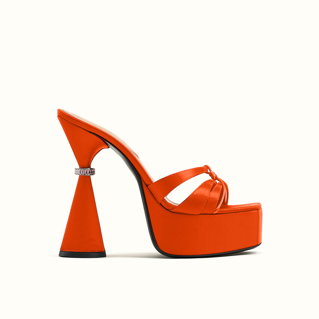 sienna mules in mandarin orange