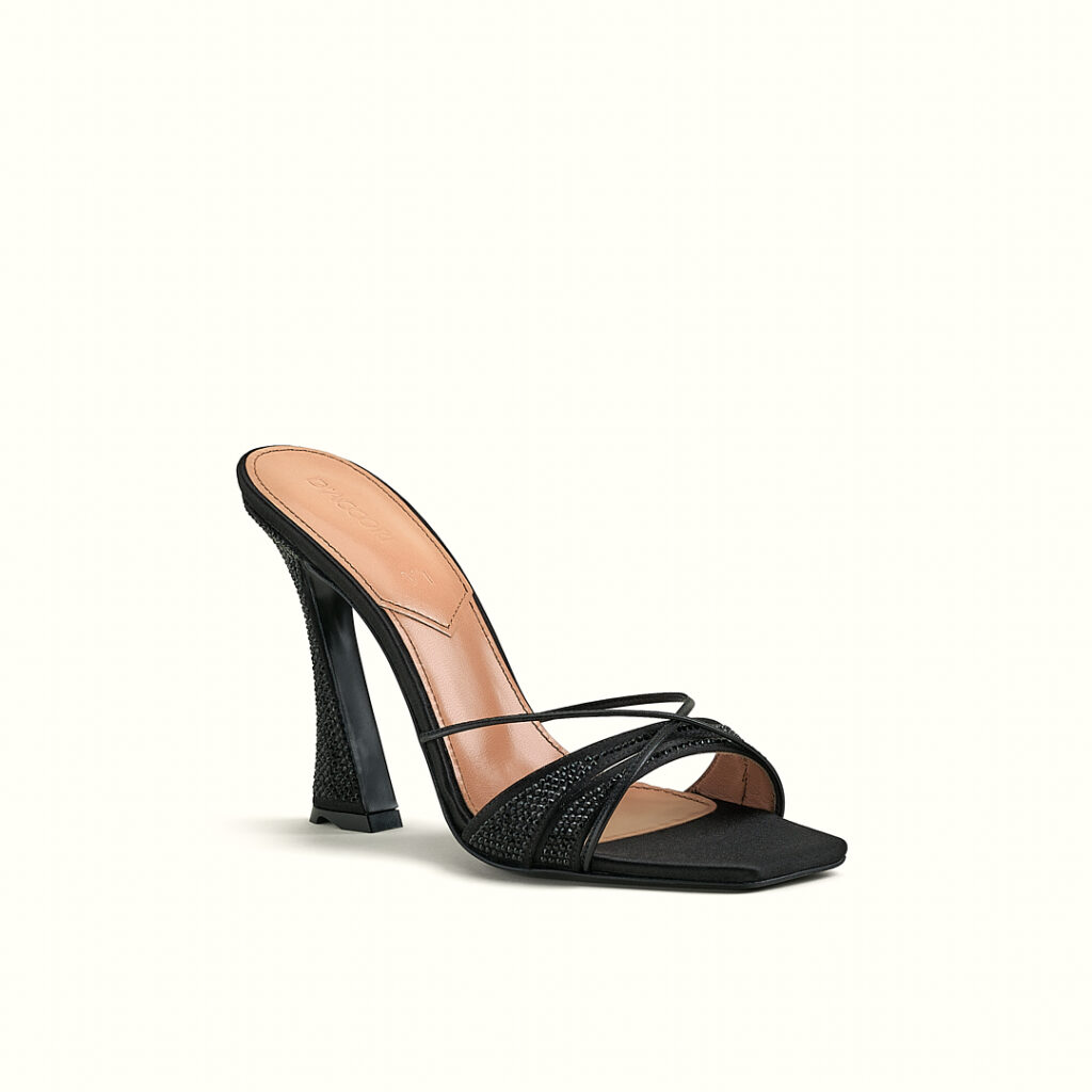 Lust mules noir sandals with platforms heels