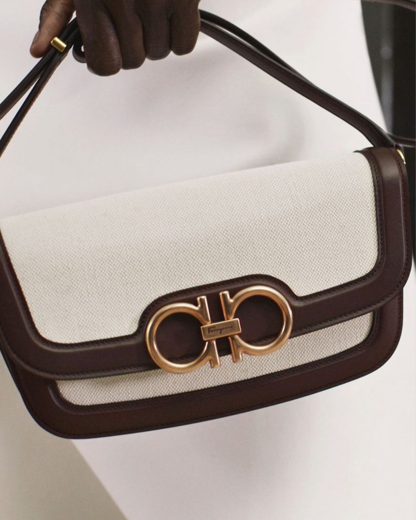 Ferragamo Trapezio Crossbody Bag In Ganache Brown